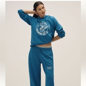 Anthropologie Daily Practice Graphic Hoodie XS Hawaiian Blue $108 NWT Activewear